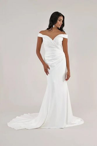 "Ivory Wedding Dress - with Off-the-Shoulder Neckline"