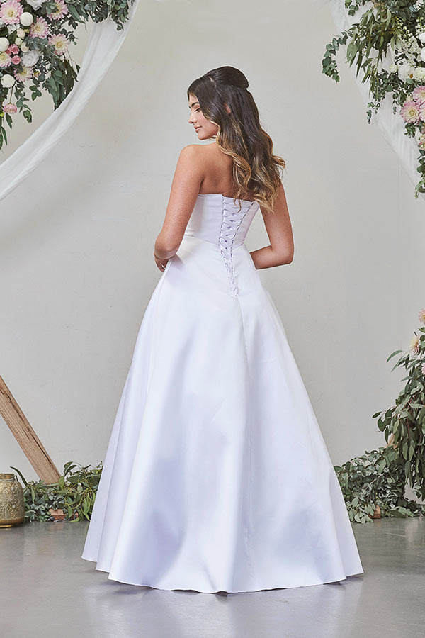 White Satin Wedding Dress - Leah S Designs Bridal Melbourne