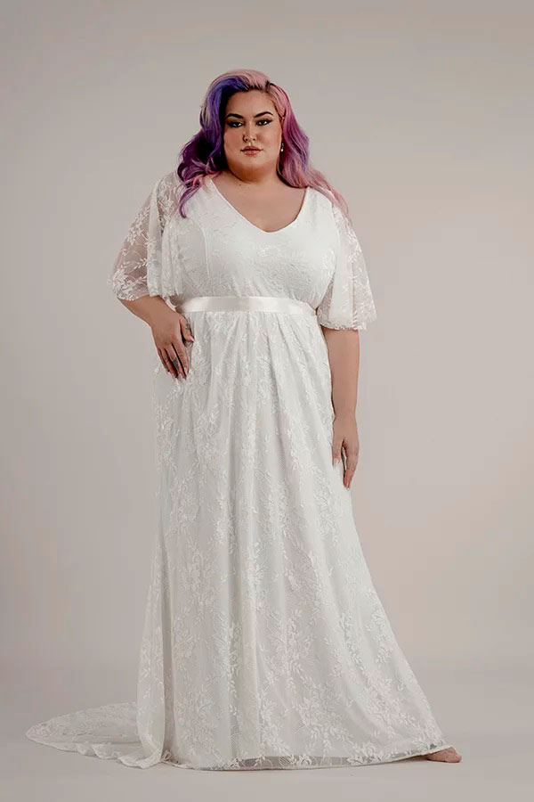 Simple plus size wedding dress