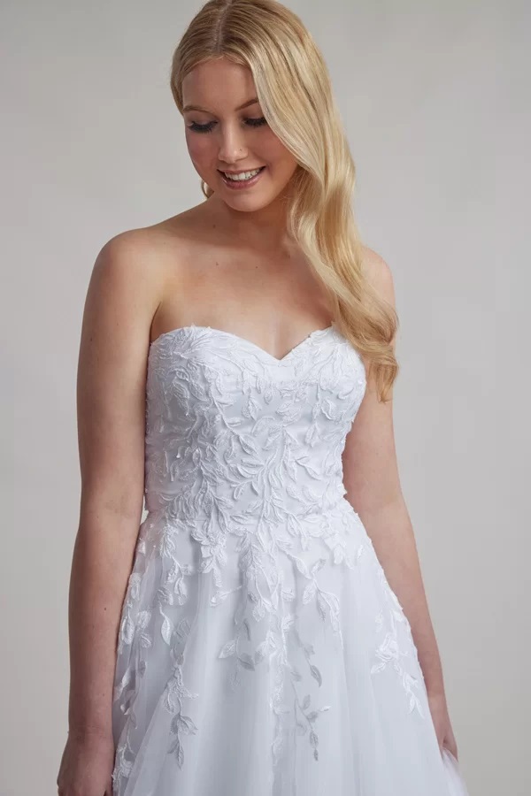 Strapless lace deb dress