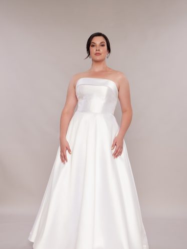 Satin Aline wedding dress with no train by Leah S Designs Melbourne